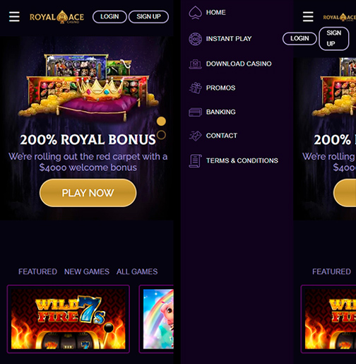 Mobile version of the online casino