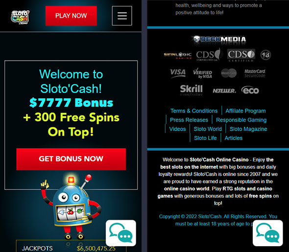 Casino homepage